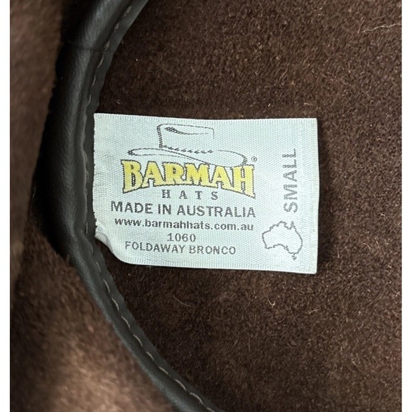 Barmah Australia Foldaway Bronco Leather Hat Brown Men S 1060 Waterproof 50+ UPF - Picture 11 of 16